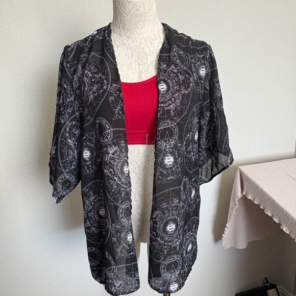 Blackheart spell circle sheer kimono cardigan gothic witchy small ( oversized ) - Picture 10 of 11